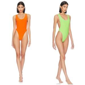 Norma Kamali Women's Reversible Marissa One-Piece Suimsuit Size M Neon Green NWT
